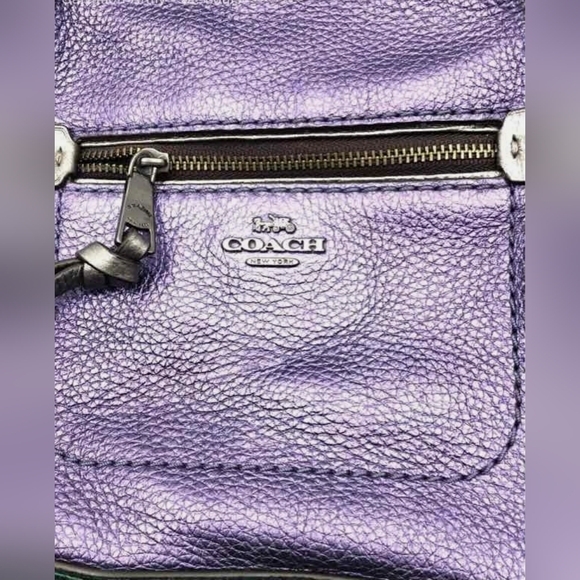 COACH Multicolor Andi Colorblock Metallic Satchel Purse Handbag Tote - Picture 5 of 8